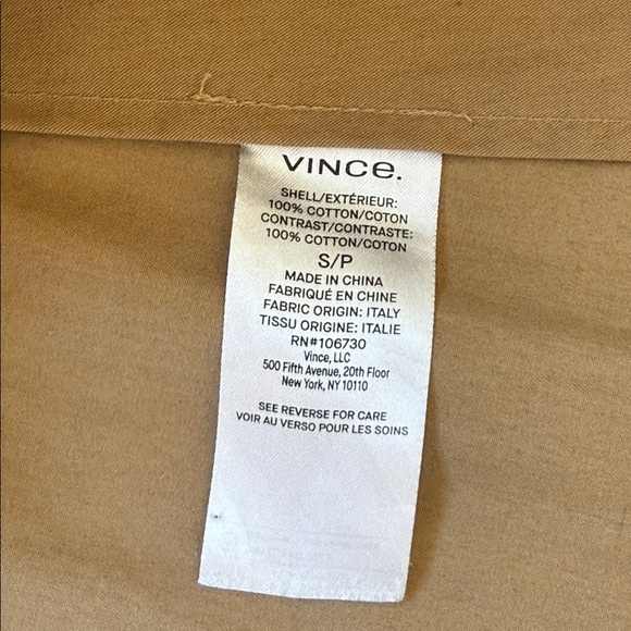 Vince Dark Khaki Cotton Belted Trench Coat, size small - Picture 13 of 16